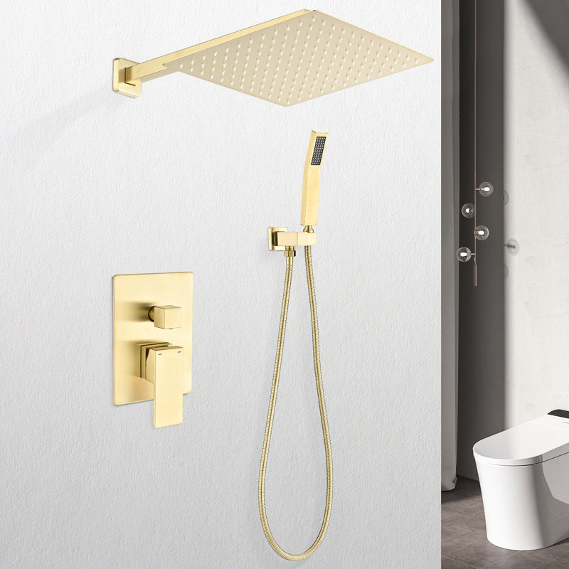 12" Rain Shower Head - Gold Brass Wall Mounted, Self-Cleaning Nozzle For A Pampering Bath, American Standard Pipe Rejuvenating Shower,