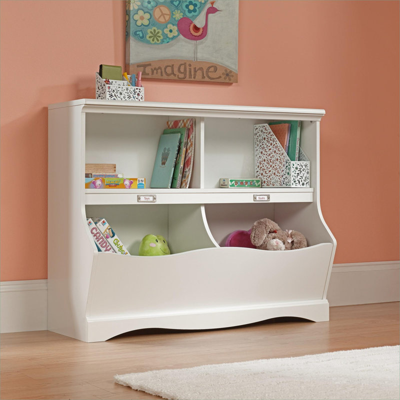 Bibliothèque en bois d'ingénierie blanc pur multi-compartiments, étagères d'organisation pour enfants pour chambre à coucher et salle de jeux de style moderne