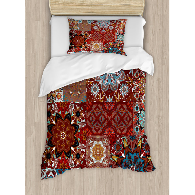 Farmhouse Eclectic Polyester Patchwork Duvet Cover, Twin