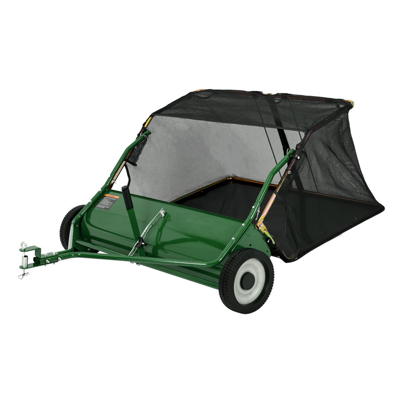 48 Inch Tow‑Behind Lawn Sweeper, 16 Cu.ft Catcher Bag, Heavy‑Duty Rotating Brush, Adjustable Height & Dumping Rope for Lawns, Farms & Driveways