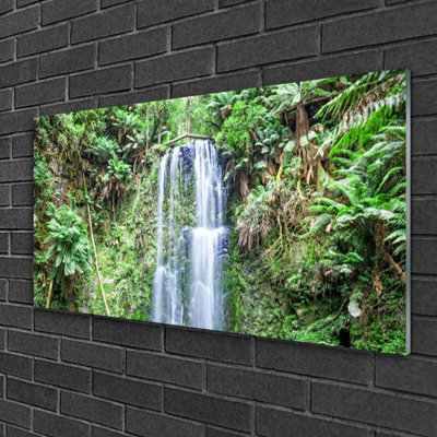 Nature Waterfall Trees - No Frame Print on Glass