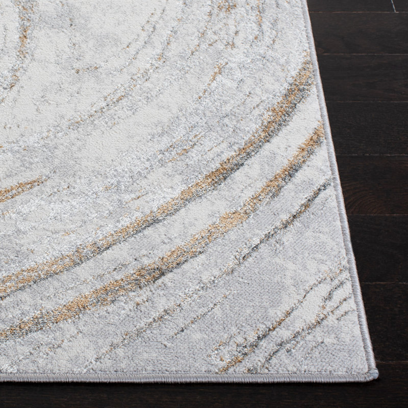 Ozturk Abstract Grey Area Rug, Rectangle 9' x 12'