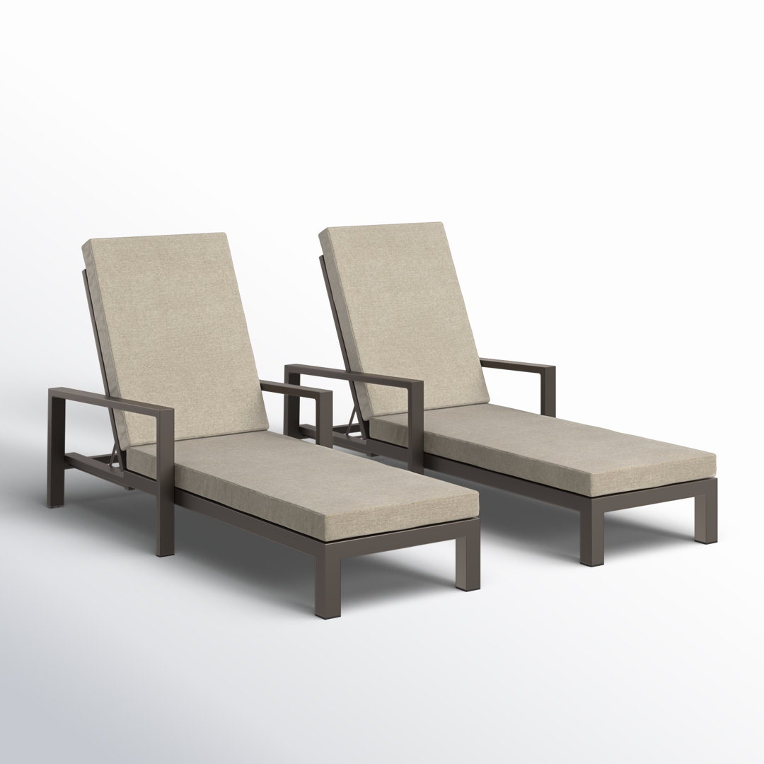 Hoyt 35'' Outdoor Metal Chaise Lounge (Set of 2) AllModern Frame