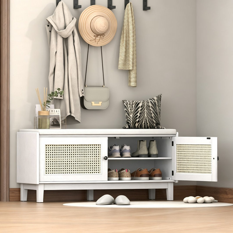 Banc à chaussures, Beige / Blanc