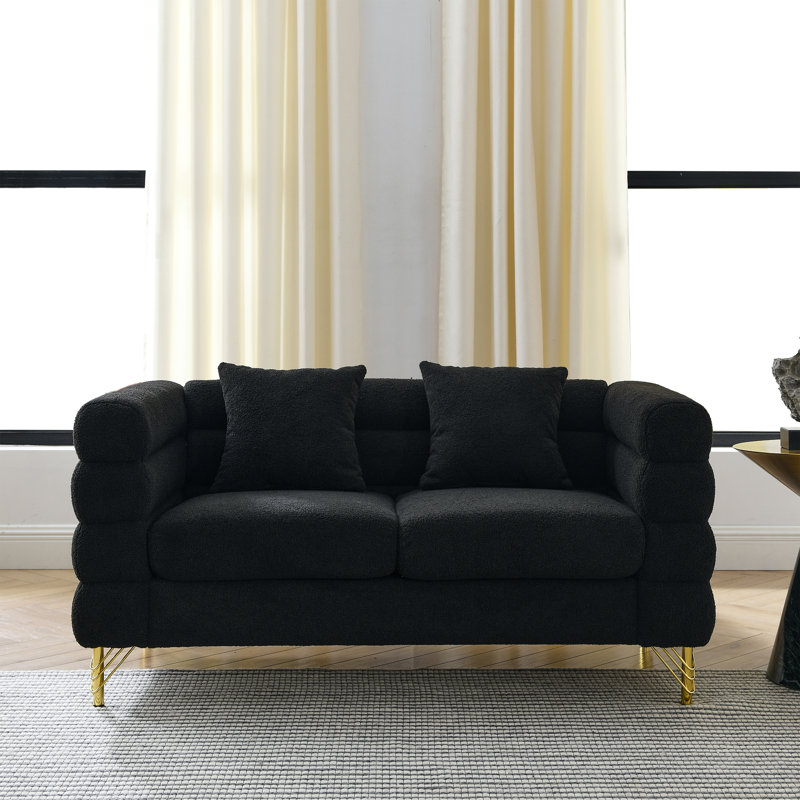 Assemblage noir 3 +, conception moderne simplifiée avec pieds métalliques, livraison rapide en entrepôt, capacité de siège de 250 lb, combinaison de 6 coussins inclus, fascination, livraison rapide, mousse