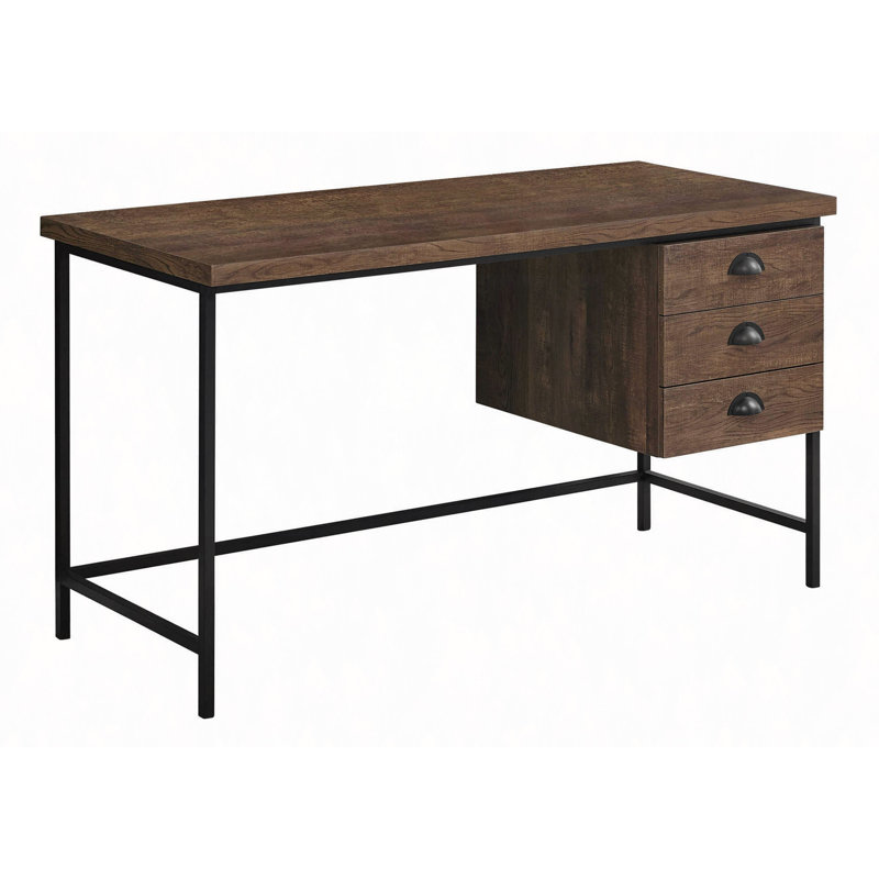 Bureau d'ordinateur, bureau personnel, ordinateur portable, tiroirs de rangement, travail, métal noir, contemporain, moderne