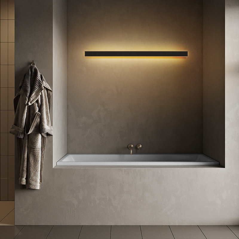 Barde Slender Sideway Outdoor Hardwired Bar Wall Sconce with LED Light Source, 39.37" H x 1.9" W x 1.8" D
