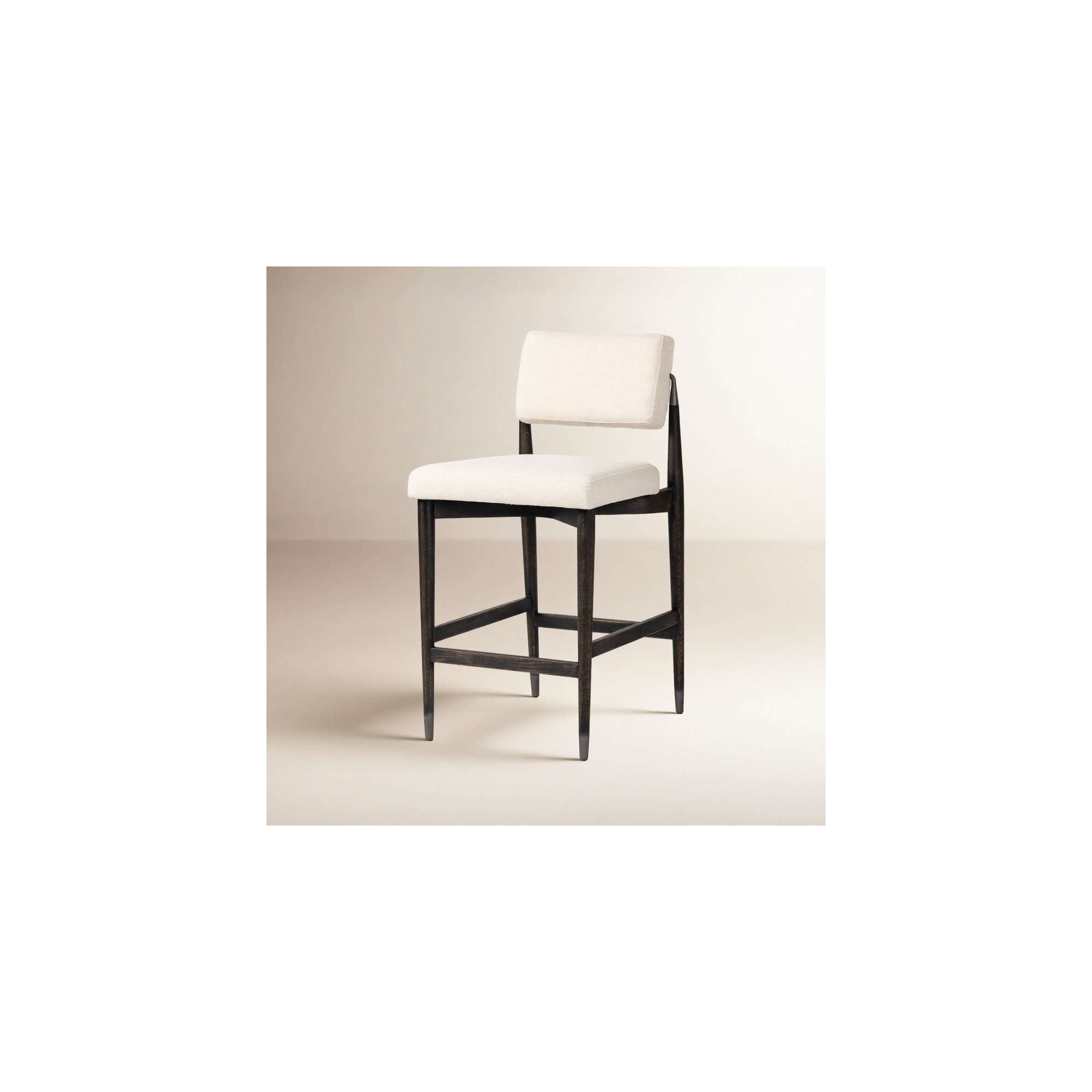 Mozza Upholstered Stool, Counter Stool (27" Seat Height), Beige Polyester Blend