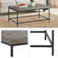 Table basse - Table industrielle moderne avec plateau en bois et base en métal - Mobilier de salon, d'appartement ou de dortoir