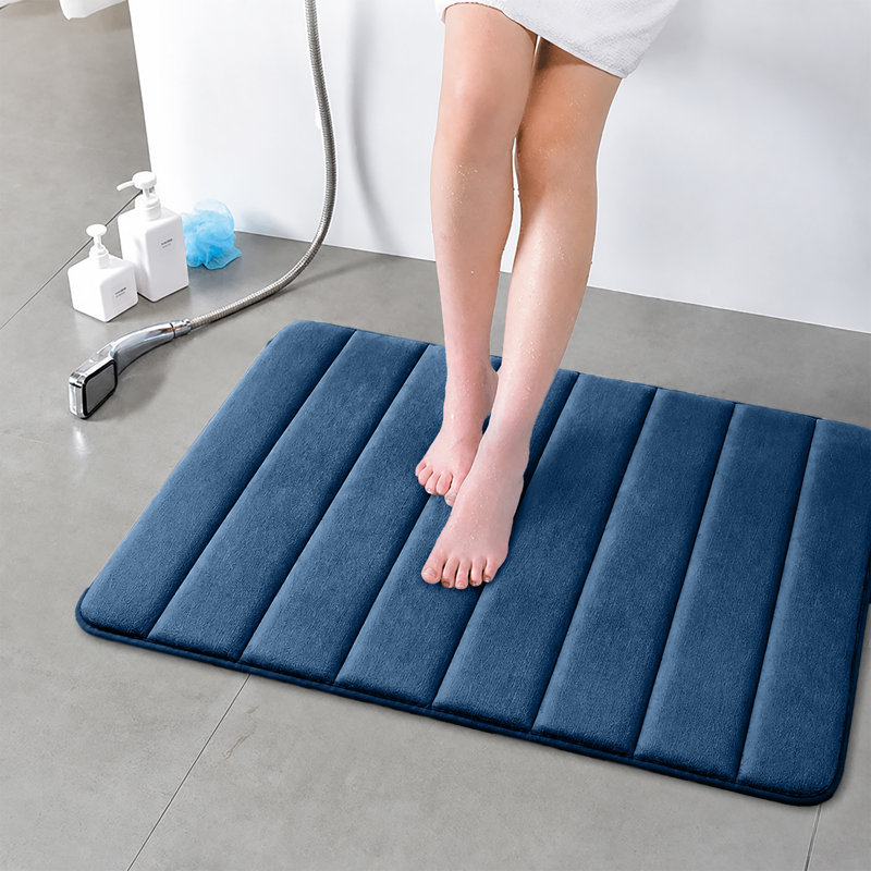 Nequan Memory Foam Non-Slip Bath Mat, 50cm W X 80cm L, Blue