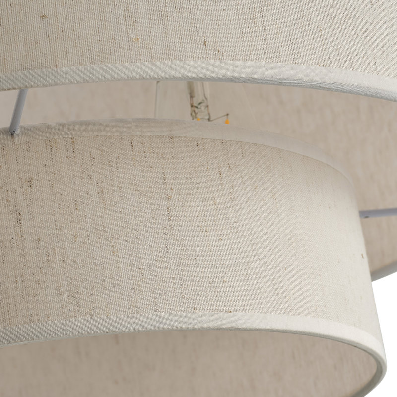 Luminaire suspendu 3 lumières en lin beige vintage Cascade