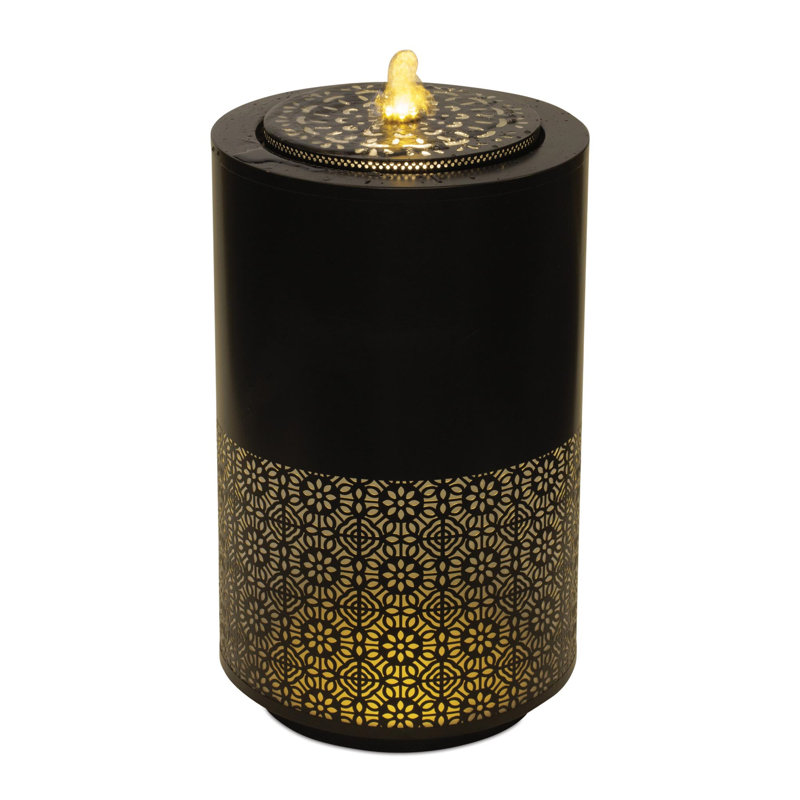 Illuminated Cut-Out Metal Round Fountain 21.5"H