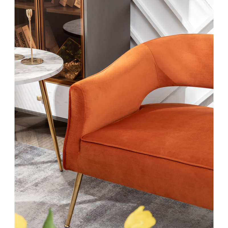Deybi 51'' Velvet Recessed Arm Loveseat, Orange Velvet