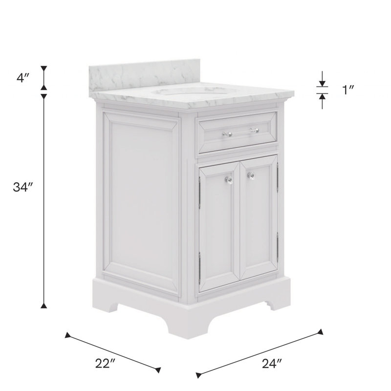 Derby 30'' W Single Vanity, White, 24"