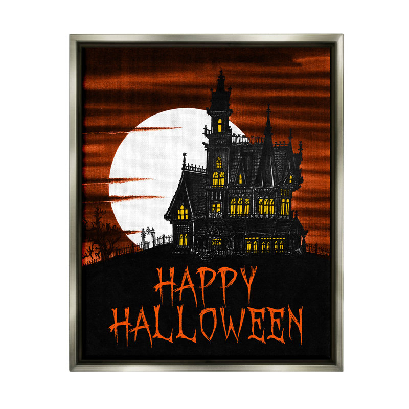 «Happy Halloween Haunted House» par The Evening Evening Post - impression sur bois, H 21 po x l 17 po x P 1,7 po