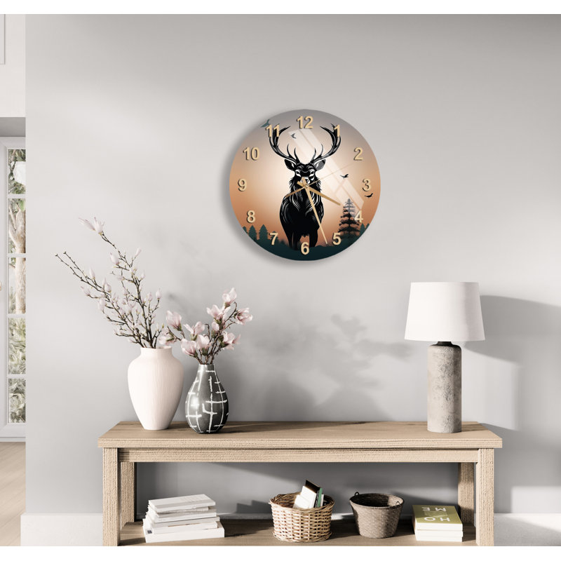 Horloge murale moderne en verre trempé, Doré