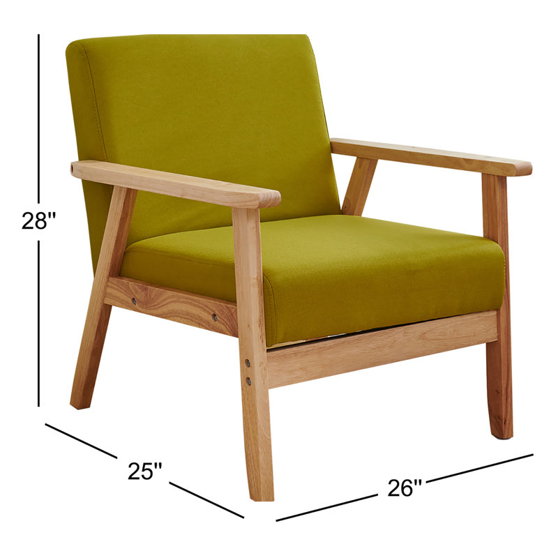 Upholstered Armchair, Green Linen Blend