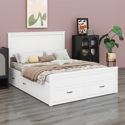 Base de lit en bois avec tiroirs