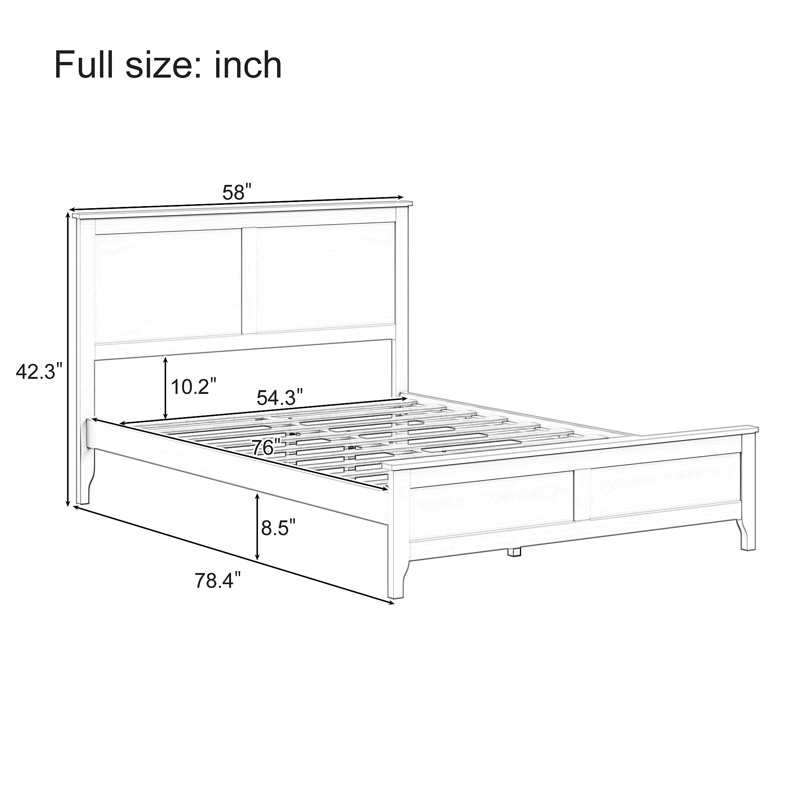 Modern Solid Wood Full Platform Bed With Sturdy Wooden Slats Support,No Box Spring Needed, Full, Seadrift