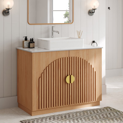 Meuble-lavabo simple 36 po avec lavabo rectangulaire, armoire de rangement au sol avec plateau en pierre frittée et 2 portes