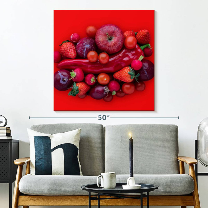 Yarlin - fruits et légumes rouges, H 33 po x l 33 po