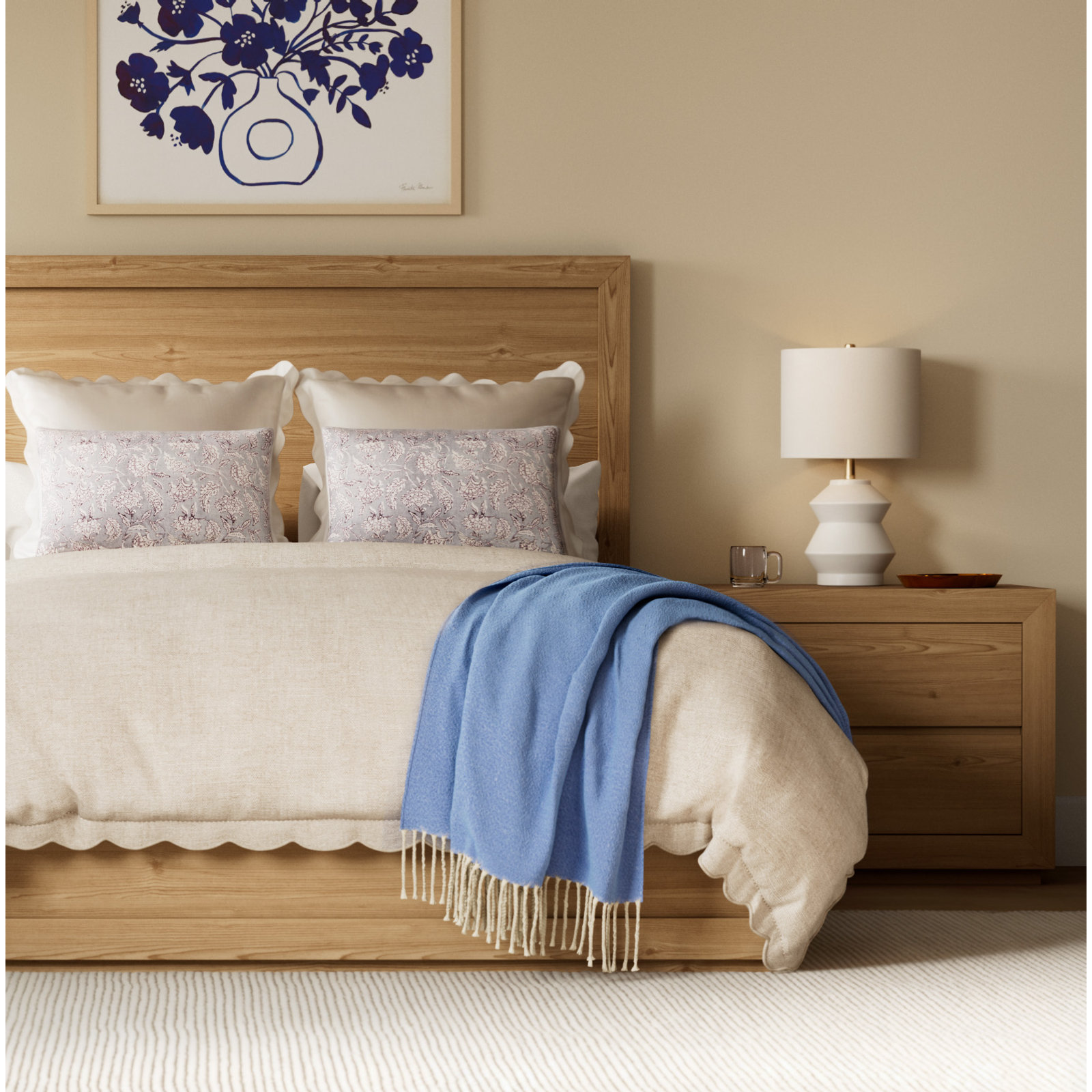Mandy Handwoven Cotton Throw Blanket, Blue