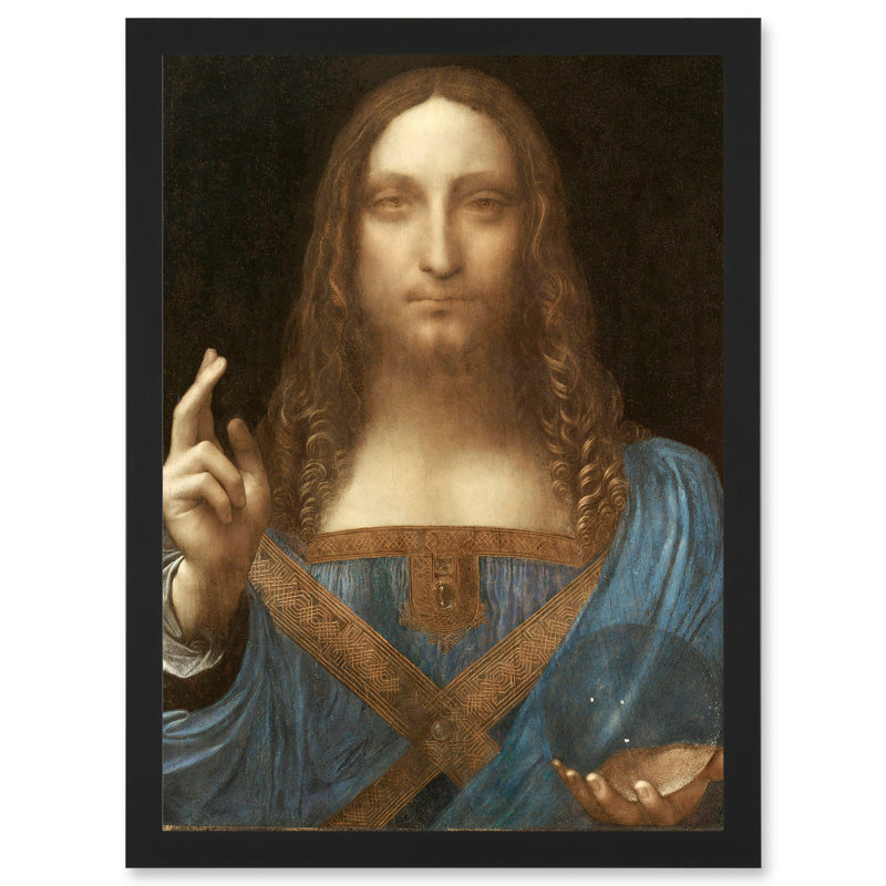 Salvator Mundi World Saviour Jesus Christ by Leonardo Da Vinci - Single Picture Frame Painting