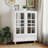 Minimalist Buffet Cabinet With Double Glass Doors And Drawer, Modern Wooden Storage Sideboard Cupboard For Living Room, Dining Room Hallway Entryway-1431391375