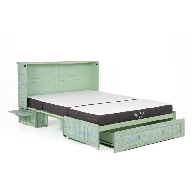 Lit-armoire avec grand lit Luka, Menthe