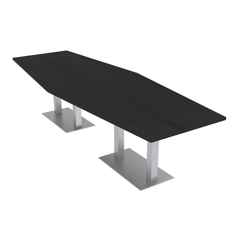 Table de salle de conférence Hexagon, 120" L x 48" W, Cyprès noir, Argent