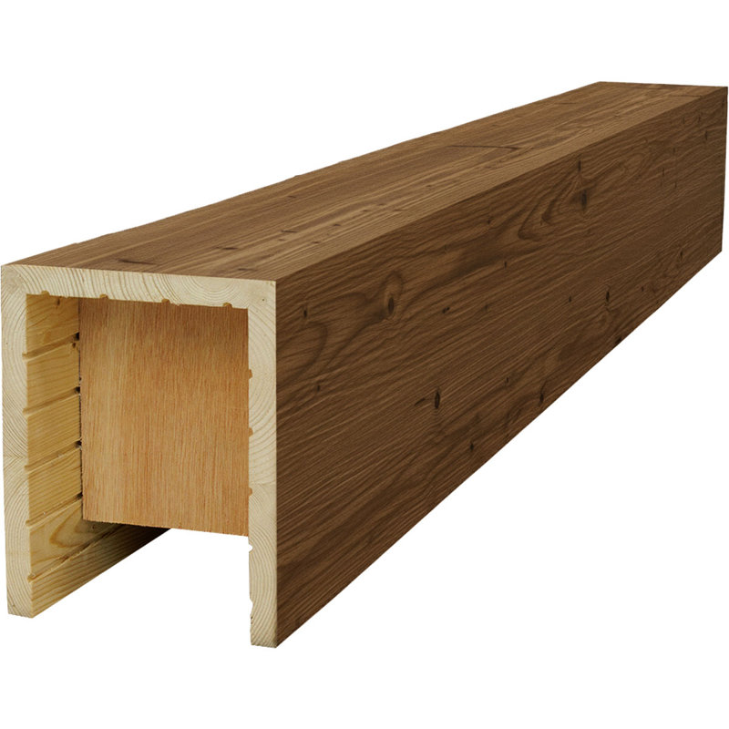 Poutre en bois AmeriCraft, 3 côtés (poutre en U), l 7 1/2 po x H 7 1/2 po x L 192 po, finition jacobine, pin teinté, Jacobean