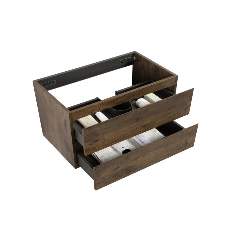 Armoire murale sans bassin 36w - 105, couleur noyer, deux tiroirs, fermeture silencieuse, aspect rangement généreux, fixation élégante, caractéristique abondante, moderne