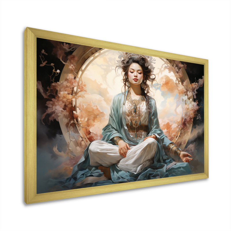 Art asiatique, bodhisattva Grace I - impression, H 12 po x l 20 po x P 1 po, Encadrement doré