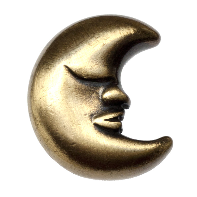 Poignée fantaisie lune 1 po, Laiton, 1"