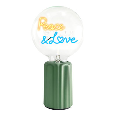 Bulb PEACE AND LOVE Amber/ Blue with Base Table Lamp PORTABLE Pop Nomad