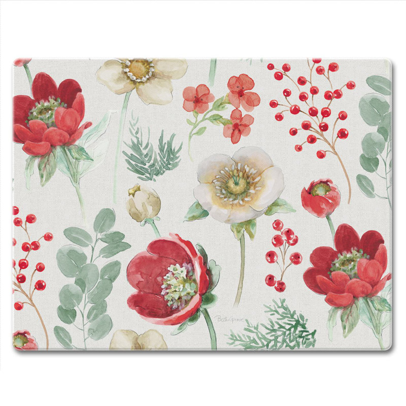 Floral Traditions Rectangular Glass Cutting Board 10" x 8"