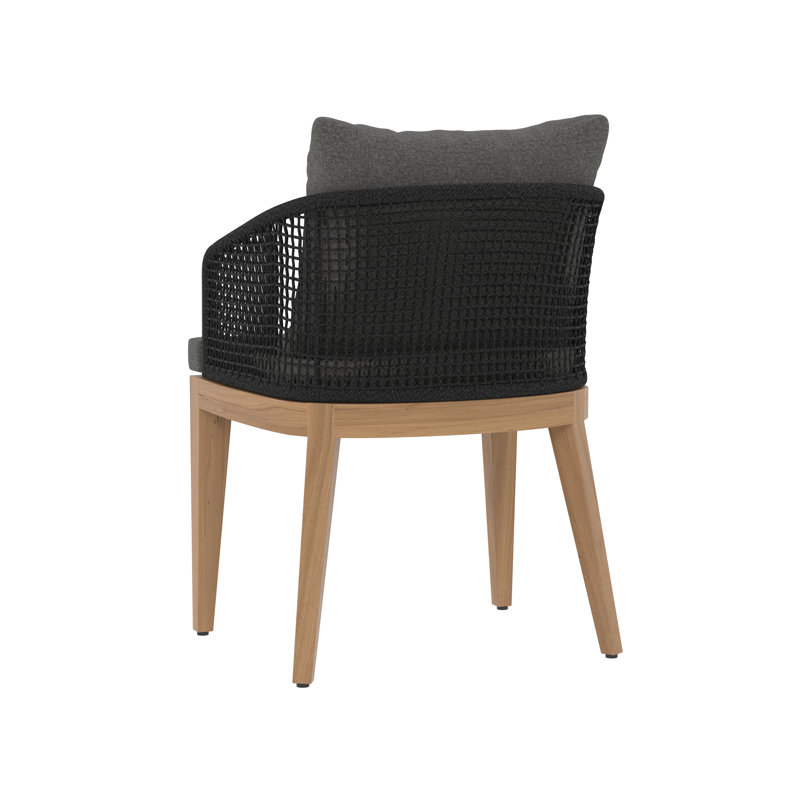 Capri Outdoor Teak Dining Armchair, Black Frame/Gracebay Gray Cushion
