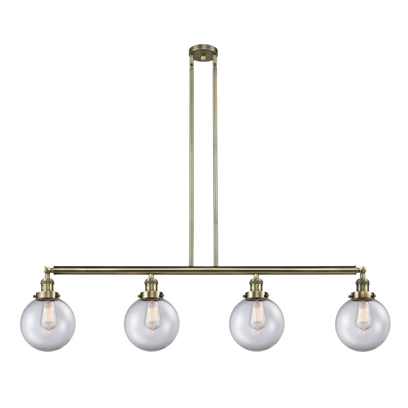 Luminaire suspendu linéaire à 4 lumières pour îlot de cuisine Starrett, Transparent, Chrome poli, Ampoule DEL 6 watts Vinage