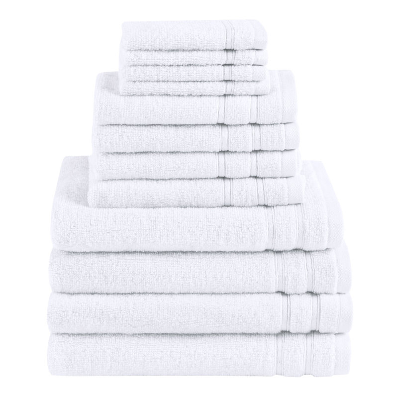 Ensemble de serviettes 100% coton 400GSM Essential, Blanc, Ensemble de 12 serviettes