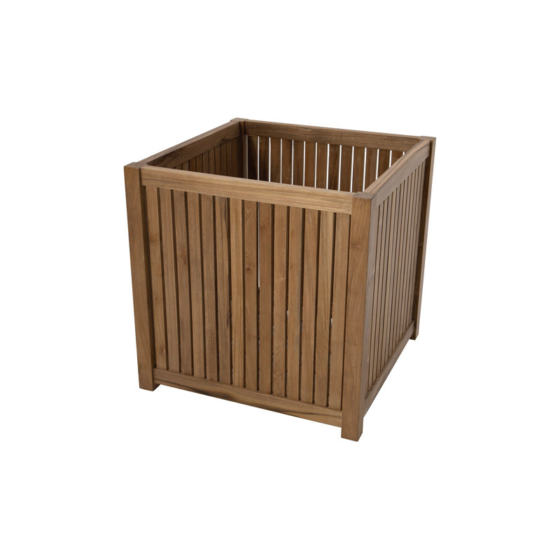 Boîte à fleurs rectangulaire en teck, H 20,5 po x l 18 po x P 18 po