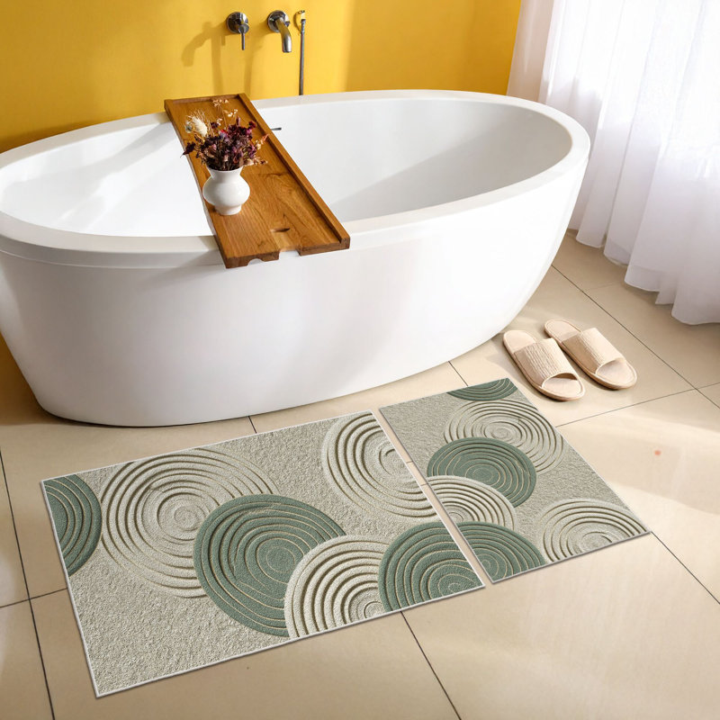 Ensemble de tapis de bain luxueux (2 pièces) - vert, 19,7 po x 23,6 po et 23,6 po x 39,4 po | 100% polyester, 650 g / m², hauteur des poils: 0,2 pouce | Dessous antidérapant avec base à pois, lavable à la machine, design élégant et fonctionnel