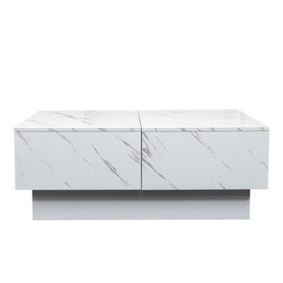 Bureau à rallonge blanc avec surface coulissante et compartiment de rangement dissimulé