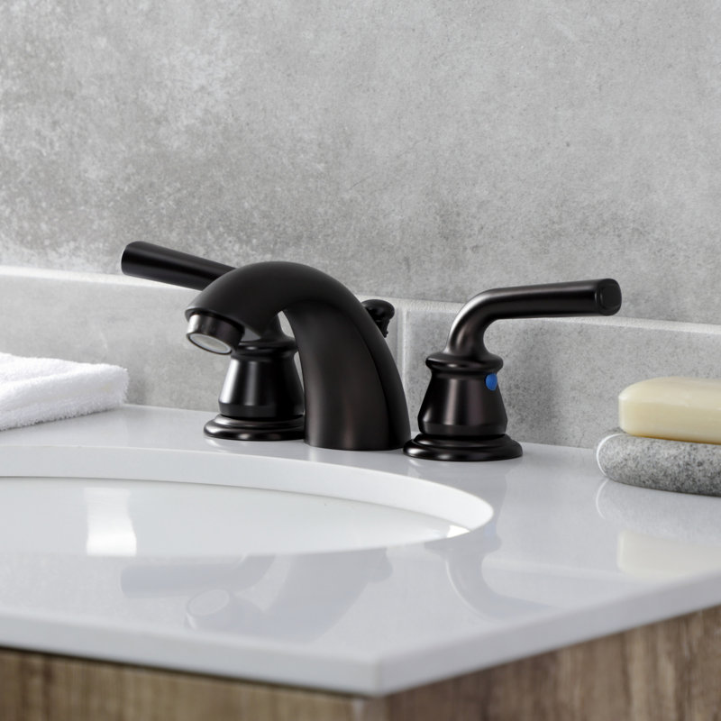 Robinet de salle de bain à large entraxe avec bonde, Bronze huilé
