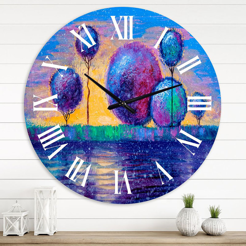 River River Paintings in Evening Glow - Horloge murale, Surdimensionné
