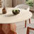   Matte Travertine Stone Top Dining Table For 4-8, Geometric Stable Pedestal Kitchen Table With Expanded Tray-1990106991