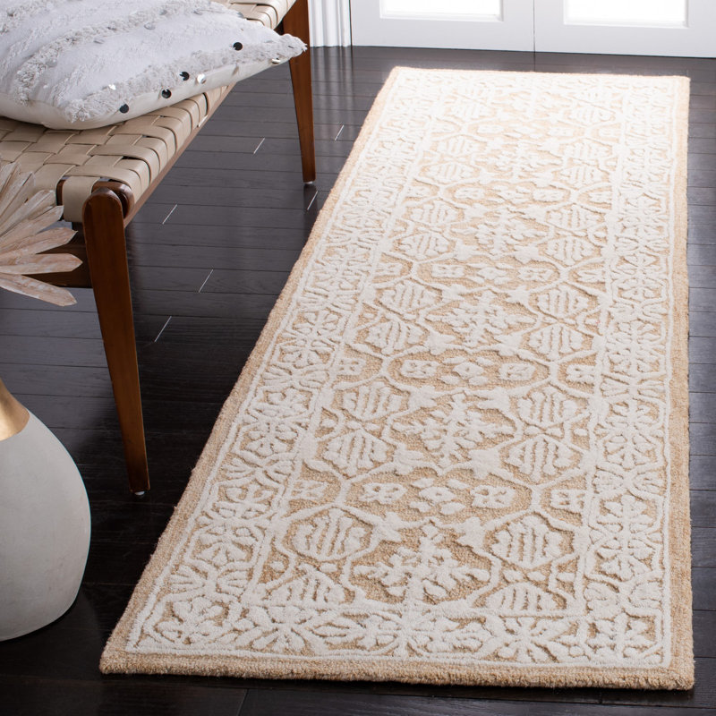 Tapis géométrique en laine et en coton touffeté à la main Pezanetti, Tapis de couloir 2 pi 3 po x 8 pi