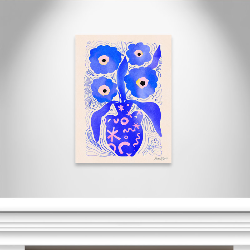 «Blue Flowers Matisse» par Bloom, L 36 po x H 48 po, Toile tendue, Sans cadre