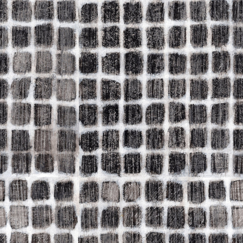 Weathered Mosaic - Papier peint par Norman Wyatt Home, Noir et blanc, Toile de ramie synthétique, Non-Pasted