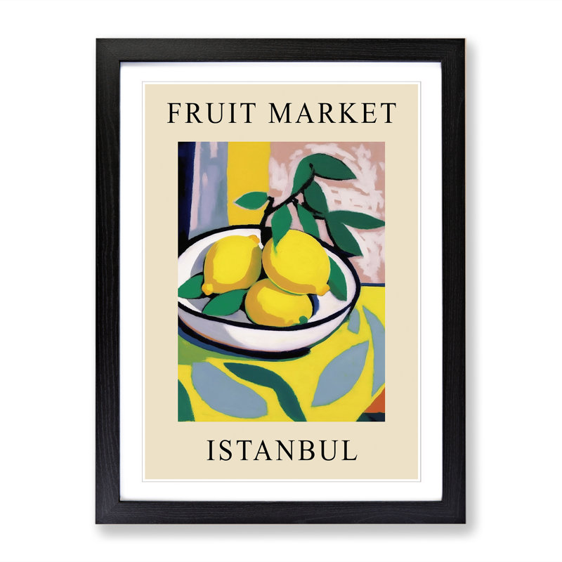 Lemon Istanbul Fruit Market Exhibition - Single Picture Frame Print on Wood, 34cm H x 25cm W x 2cm D
