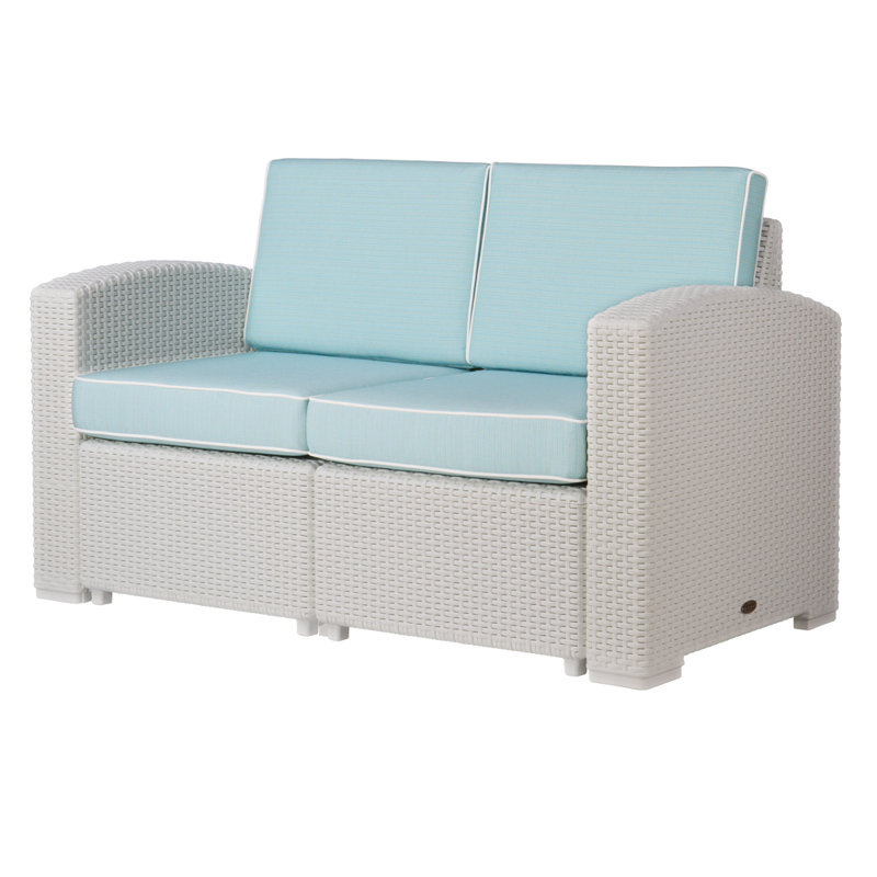 55.5'' Wide Straight Loveseat with Cushions, Blue, White